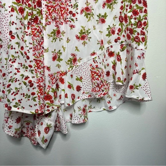 2/15$ 🍒 NWT Zara Floral Polka Dot Romper Ruffle Hem Feminine Summer One-Piece - Picture 5 of 10